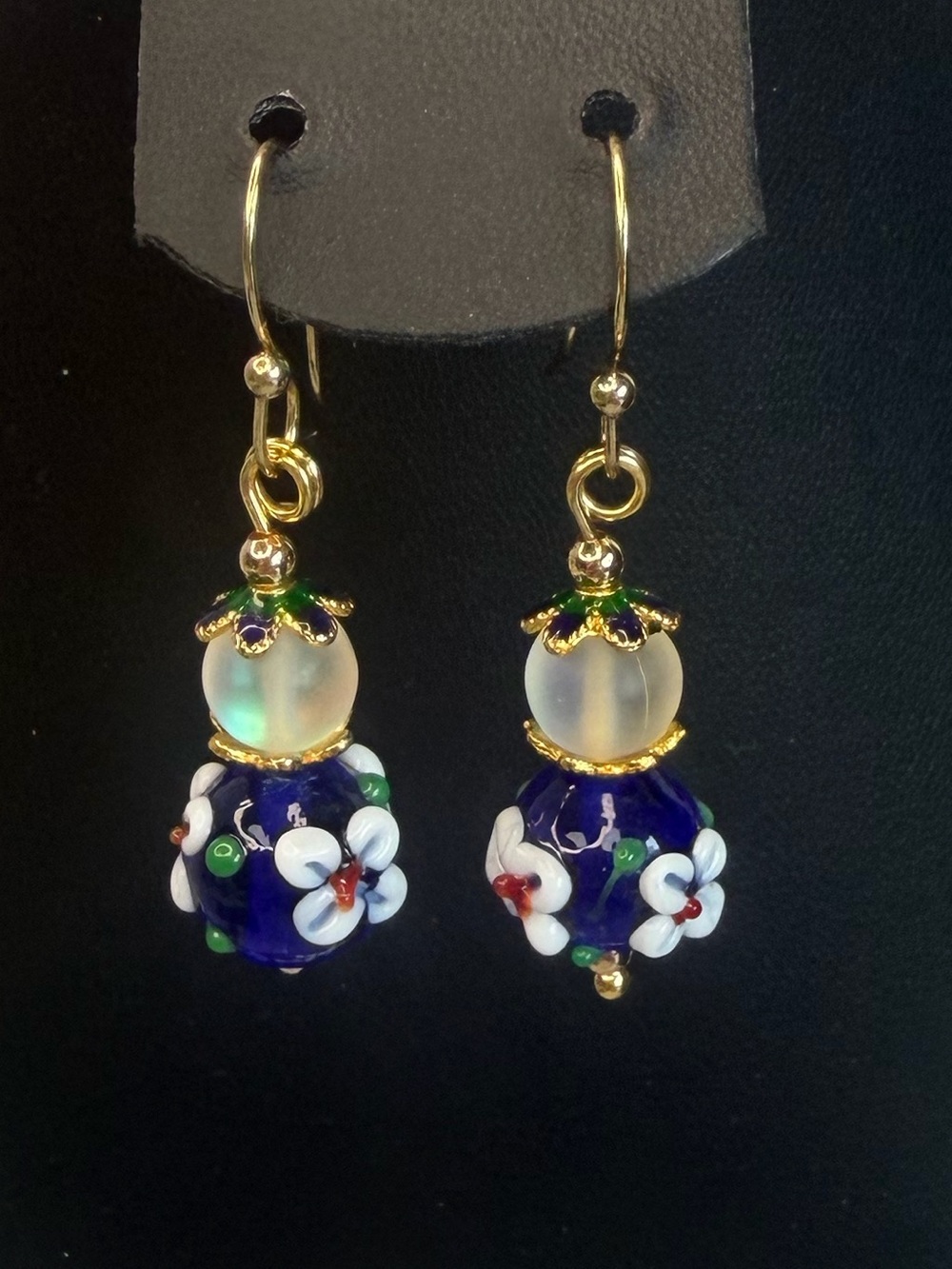 Bumpy Lampwork Floral Glass Multicolor Beaded Necklace, Bracelet & Earring Set - Picture 4 of 4